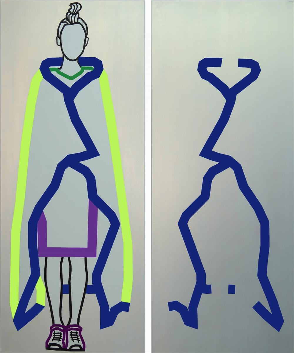 Titel: "Grüne Decke" / Diptychon / Größe: 2 x (208 x 84) cm Keilrahmen / Leinwand / Acryl