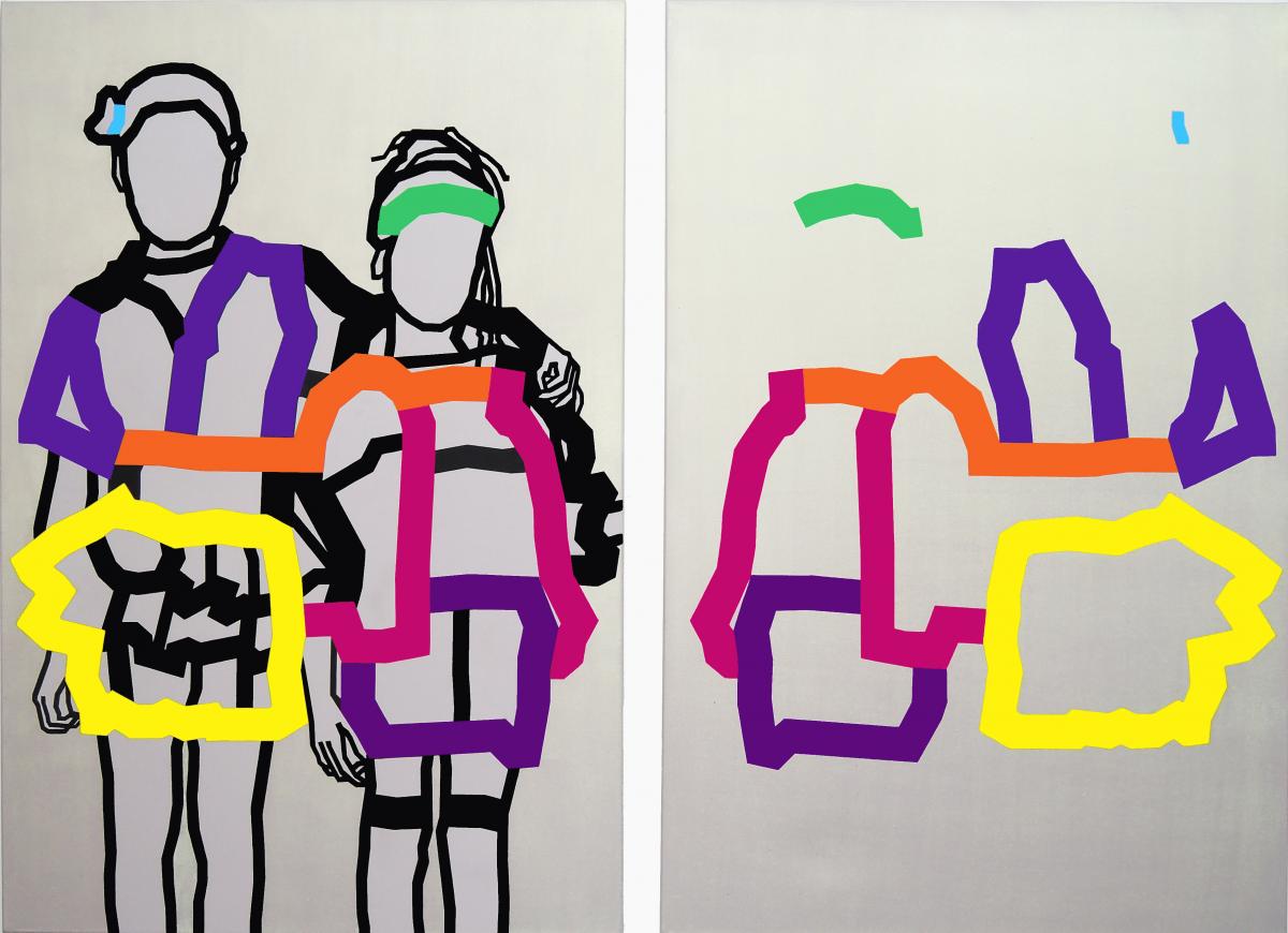 Title: "two kids/we remain friends" diptych: 2 x (120 x 80) cm Stretcher / canvas / acrylic